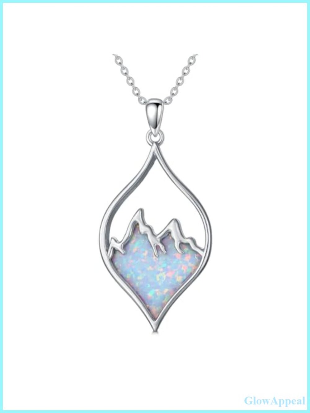 Sterling Silver White Opal Mountain Pendant Necklace Nature Inspired Gift